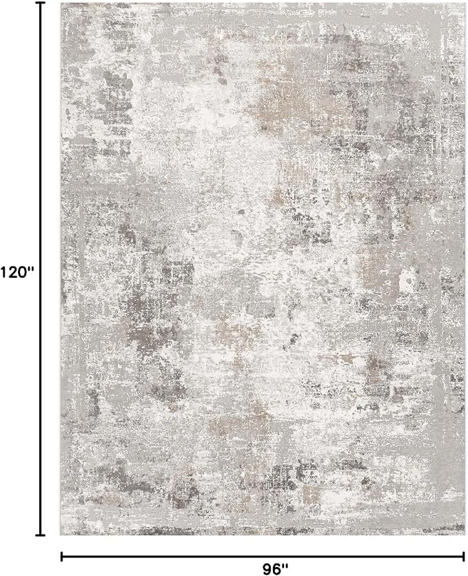 8x10 Washable Living Room Rug – Modern Neutral Abstract Soft Large Area Rug - Image 2