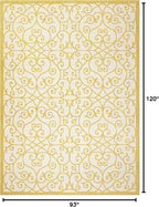 JONATHAN Y Vintage Filigree Indoor Outdoor Area Rug 8X10 Cream/Yellow, Madrid - Image 2