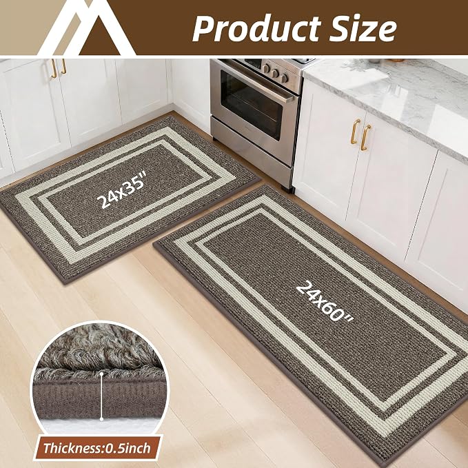 COSY HOMEER Kitchen Rugs Non-Slip 24x35/24x60 Inch Thick Polypropylene Standing - Image 2
