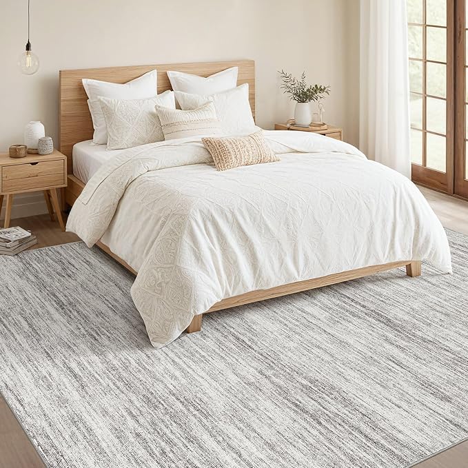 Nakagishi 9x12 Area Rugs Living Room: Washable Large Vintage Rug Neutral - Image 5