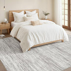 Nakagishi 9x12 Area Rugs Living Room: Washable Large Vintage Rug Neutral - Image 5