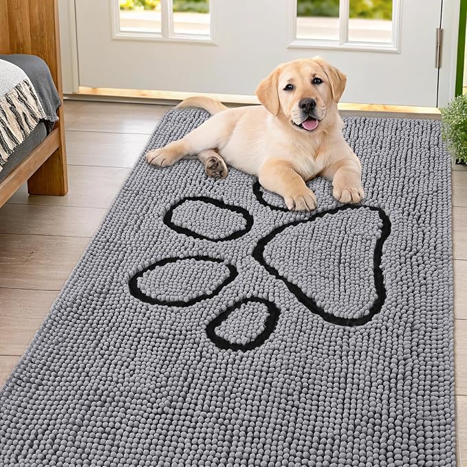 Smiry Dog Door Mat for Muddy Paws, Absorbent Dirt Trapper Non Slip Quick Dry by Smiry