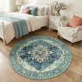 RELEANY Area Rugs Round 4ft Washable Non-Slip, Floral Vintage Distress by RELEANY