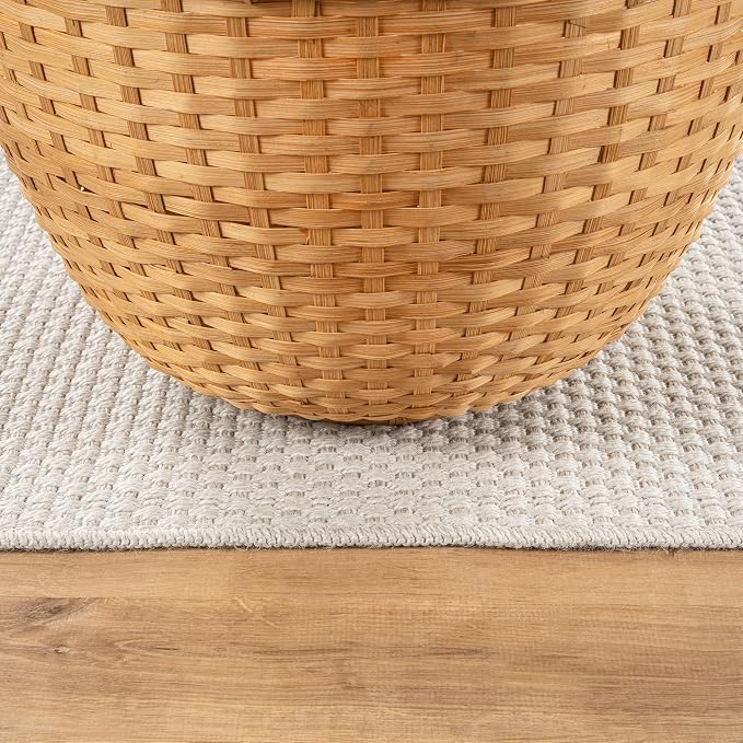 CAMILSON Indoor and Outdoor Runner Rug Off-White Solid Woven Design - Image 5