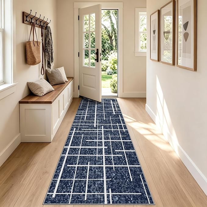Non Slip Hallway Runner Rug 2x10, Washable Long Rug, Woven Thin Low Pile Carpet - Image 2