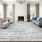 Soalmost 12x15 Washable Area Rug Gray Neutral Abstract Living Room Large Carpet by Soalmost