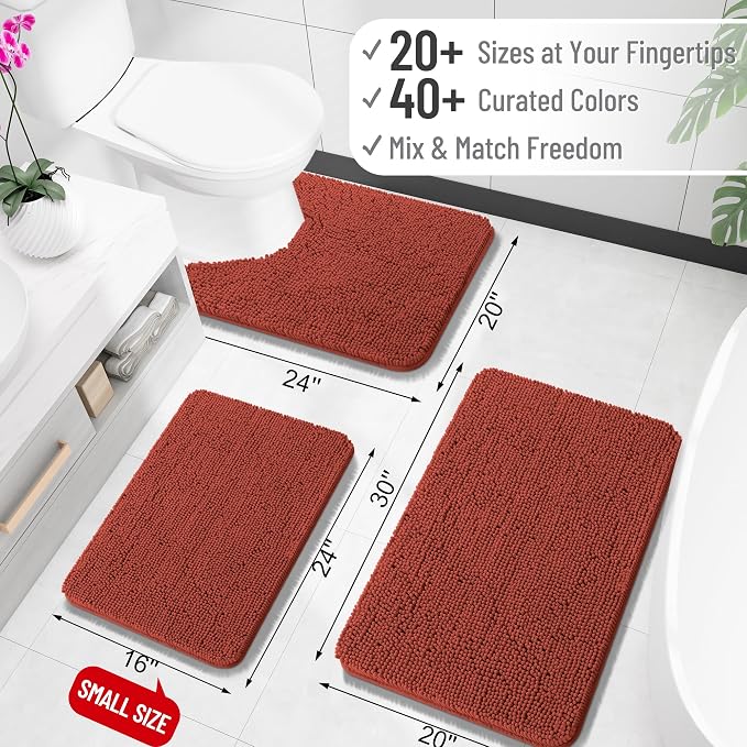 OLANLY Bathroom Rugs 30x20, Extra Soft Absorbent Chenille Bath Rugs, Rubber - Image 2