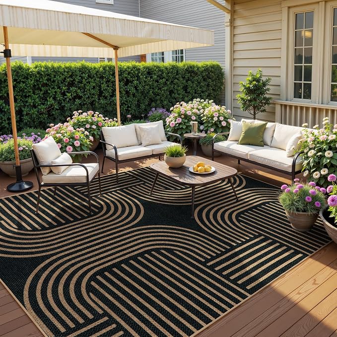Lahome Enfys Modern Geometric Easy Jute Rug, 6x9 Area Rugs - Image 2