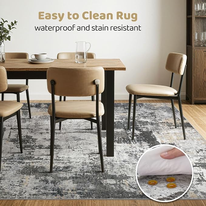 10x14 Area Rugs Living Room: Washable Large Abstract Modern Soft Rug Stain - Image 6