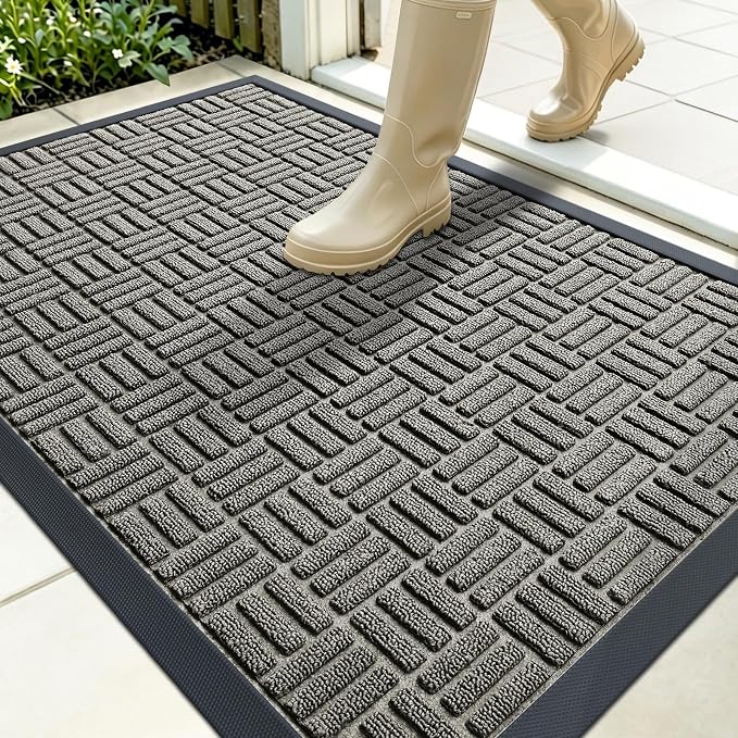 OLANLY Front Door Mat Outside Entrance 35x23, Heavy Duty Sturdy Natural Rubber by OLANLY