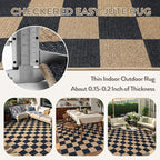 Lahome Colette Checkered Easy Jute Carpet, Washable Area Rug 6x9 Neutral - Image 4