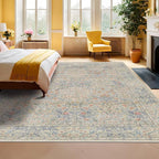 Washable Light Blue Non Slip Bedroom Rug, 8x12 Large Area Rug - Image 3