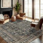 CHAMPLANT Washable Area Rug 9'x12' Retro Boho Design Non-Shedding Easy Care - Image 2