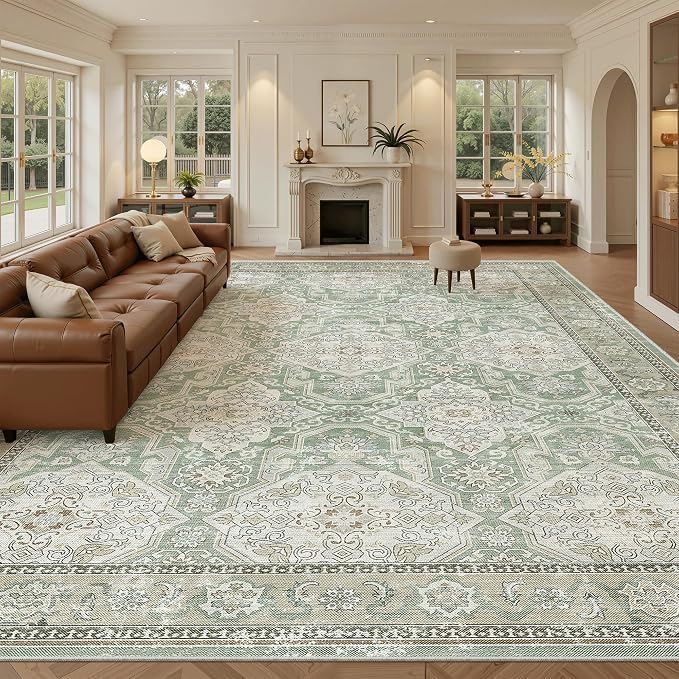 Soalmost 10x14 Area Rugs for Living Room, Non Slip Machine Washable Vintage Rugs - Image 2