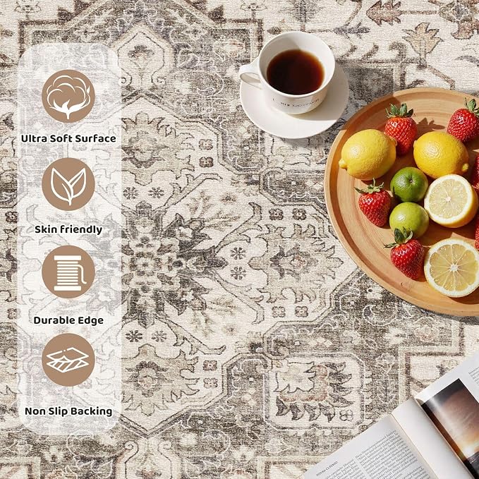 5ft Round Vintage Living Room Area Rug - Image 2