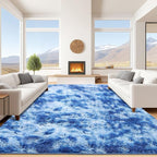 9x12 Area Rugs for Living Room, Tie-Dyed Blue Large Fluffy Shag Rug for Bedroom by Unknown