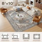 8x10 Area Rugs Living Room: Washable Vintage Rug Large Non-Slip Stain Resistant - Image 8