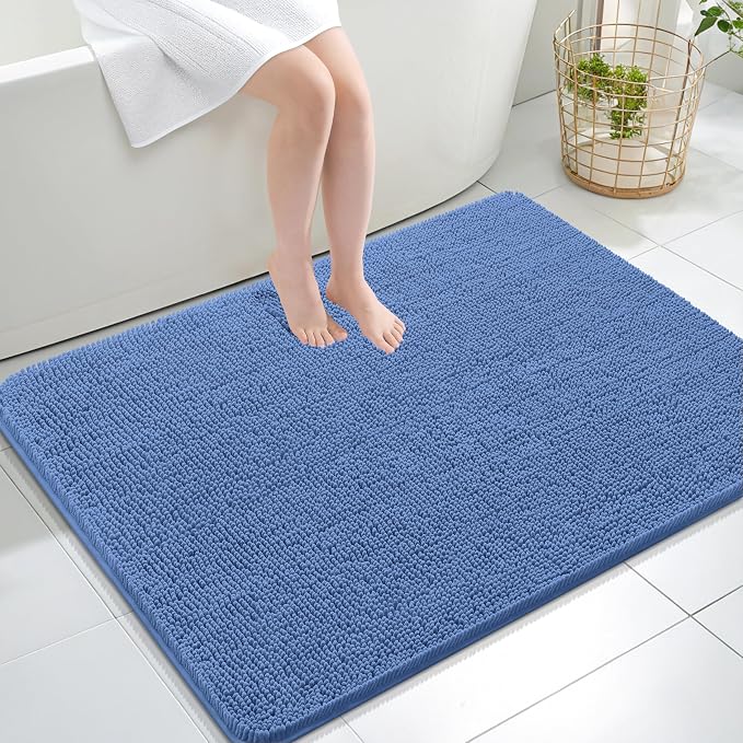 OLANLY Large Bathroom Rugs 40x32, Soft Absorbent Chenille Bath Rugs, Rubber by OLANLY