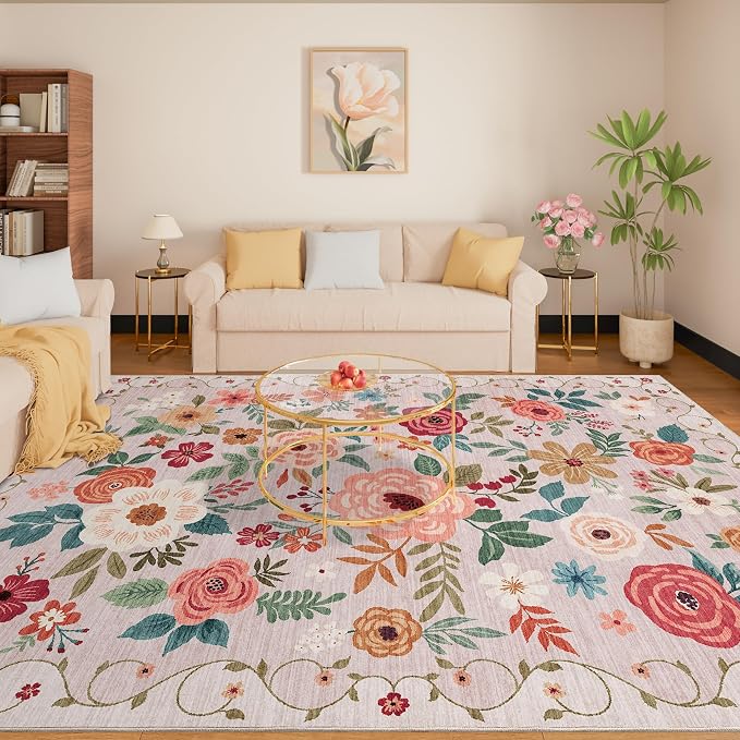 DUKINO 9x12 Area Rug, Floral Rugs - Image 4