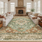 RELEANY Area Rugs Large 9'x12' Washable Non-Slip, Floral Vintage Distress - Image 2