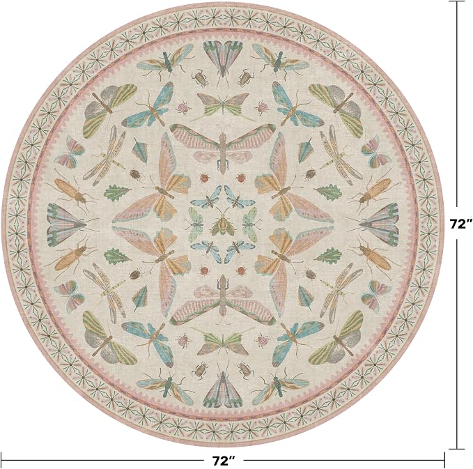 Pink Cute Butterfly 6ft Round Soft Rugs - Image 2