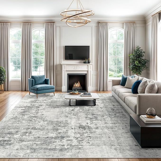 Soalmost Abstract Rug 8x10 Large Living Room Rugs Neutral Modern Washable Area by Soalmost