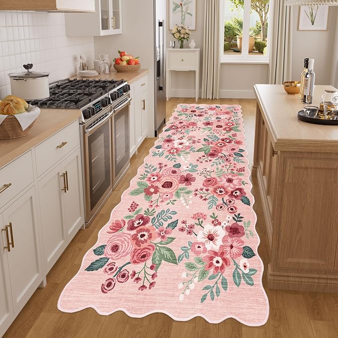 DUKINO 3x8 Washable Runner Rug, Soft Indoor Floral Non Slip Long Runner Rug - Image 5