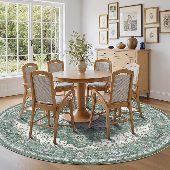 AMADA HOMEFURNISHING Round 6ft Area Rugs, Vintage Rugs - Image 3