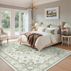 Madane 8x10 Area Rugs for Living Room, Machine Washable Vintage Green Rug - Image 2