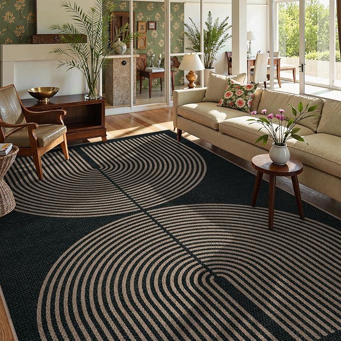 Lahome Enfys Modern Rainbow Easy Jute Rug, Washable Rugs 8x10 - Image 2