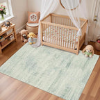 Latte&Fog 3x5 Entryway Green Area Rugs, Washable Vintage Small Rugs - Image 4