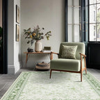 Green 4x6 Small Rug for Living Room Cream Beige and Sage Green Area Rug for - Image 2