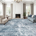 Soalmost 12x15 Washable Area Rug Blue/Grey Neutral Abstract Living Room Large by Soalmost