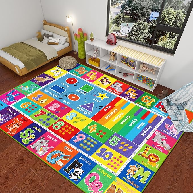 ABC Kids Rug for Playroom, Educational Play Mat for Kids, Preschool Rugs - Image 5