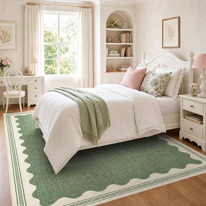 GarveeHome Scalloped Sage Green 8x10 Rug - Image 3