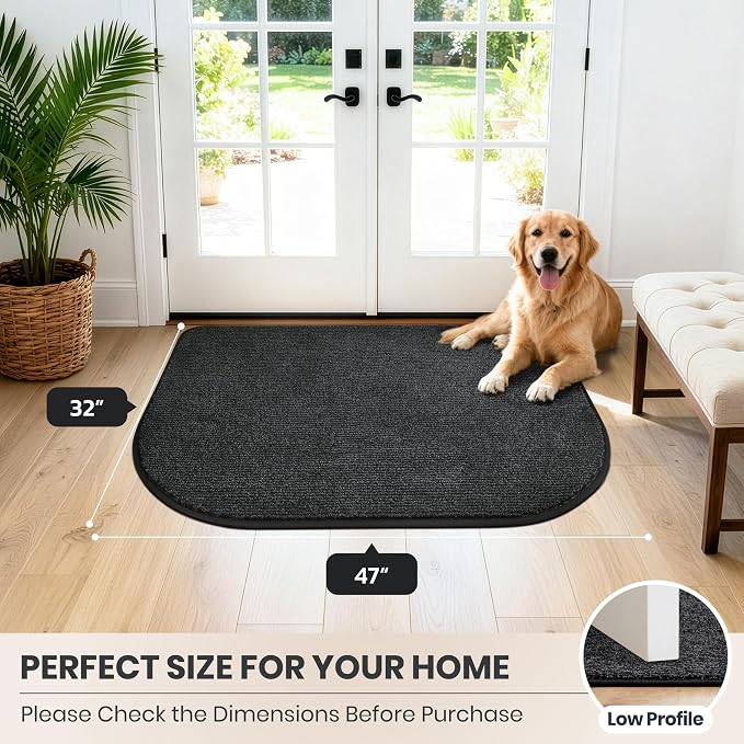 PURRUGS Dirt Trapping Door Mat Half Round 32" x 47", Non-Slip Machine Washable - Image 8