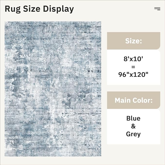 Soalmost Abstract Rug 8x10 Large Living Room Rugs Neutral Modern Washable Area - Image 4