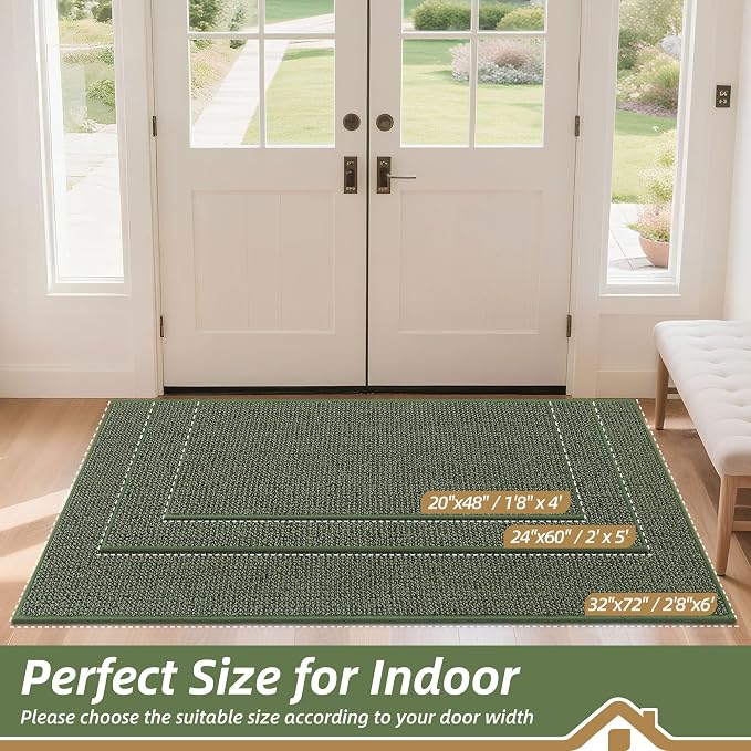 BEQHAUSE Dirt Trapper Door Mat 24" x 60", Non-Slip Washable Doormats Entrance - Image 2