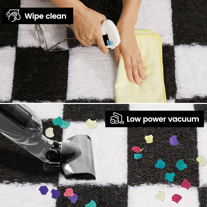Super Soft Rug for Bedroom, 8x10 Ft Black and White Area Rug Classic Checkered - Image 5