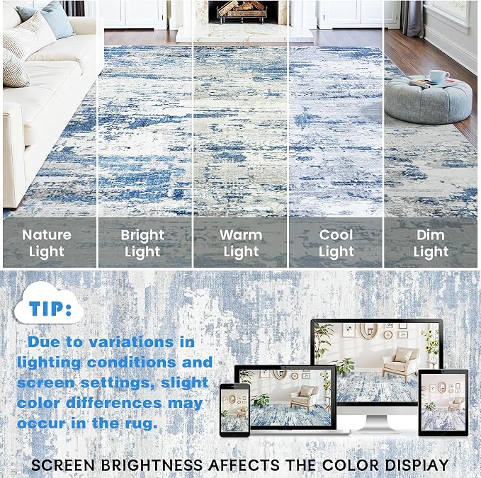 Area Rugs 8x10 Living Room: Large Soft Washable Rug Modern Abstract Anti-Skid - Image 9