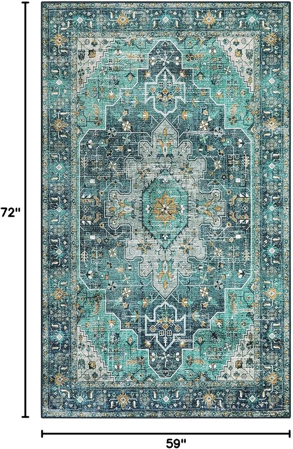 Moynesa Ultra-Thin Washable Vintage Area Rug - Image 2