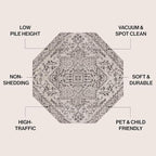 JONATHAN Y Boho Medallion Indoor Outdoor Octagon Area Rug 8 Ft Black/Gray - Image 2