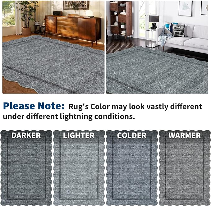 GarveeHome Scalloped Area Rug 4x6 Washable Rug Modern Floor Cover Soft Low Pile - Image 9