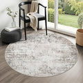 Round Area Rug for Living Room: 5 ft Washable Modern Abstract Soft Thin Rug by FXRHLP