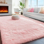 PAGISOFE Pink Fluffy Shag Machine Washable Area Rugs - Image 5