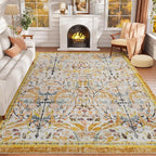 AMTOVO 5x7 Washable Area Rugs for Bedroom, Vintage Boho Floral Distressed Print - Image 2