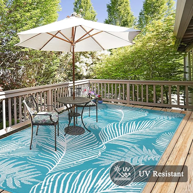 Pauwer Waterproof Outdoor Rug 8x10, Reversible Plastic Straw Patio Camping Rug - Image 4