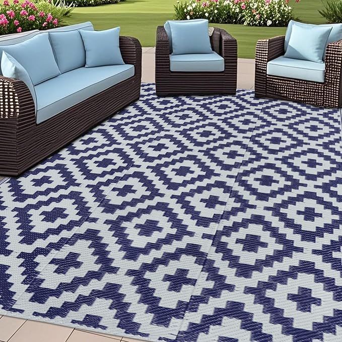 SAND MINE Reversible Mats, Plastic Straw Rug, Modern Area Rug, Large Floor Mat by SANDMIND