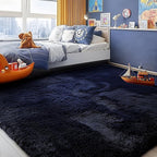 PAGISOFE Navy Blue Rug 3x5, Fluffy Dark Blue Rugs by PAGISOFE