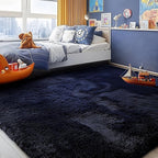 PAGISOFE Navy Blue Rug 4x6, Fluffy Dark Blue Rugs by PAGISOFE